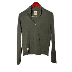 Tracksmith green merino wool blend half zip long sleeve top sz M